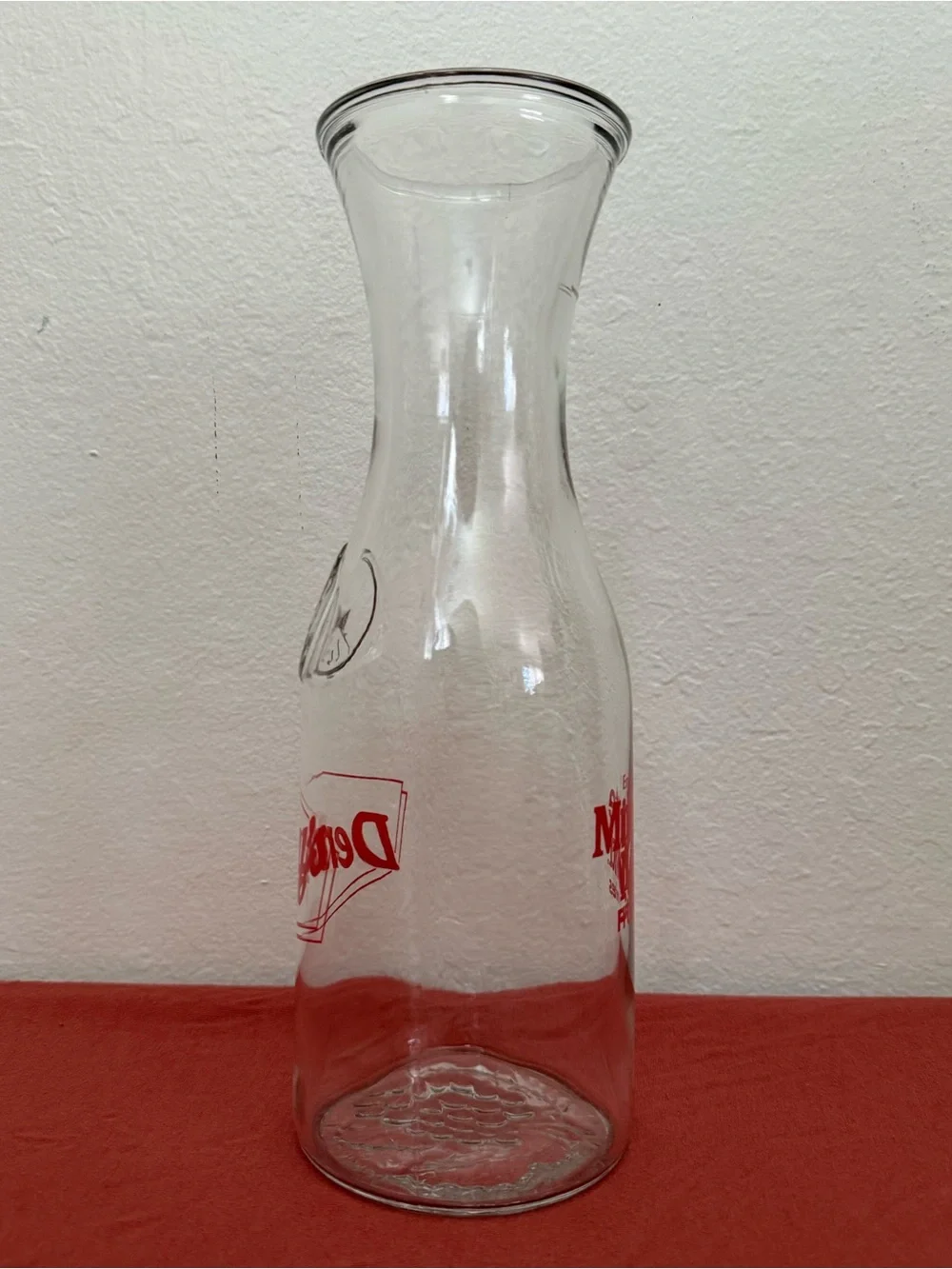 Denny's Glass Carafe with Red Logo